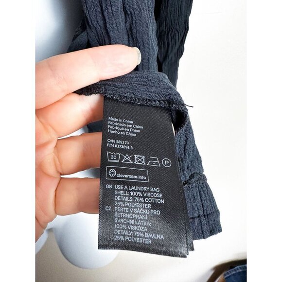 H&M Tie Front Aztec Print Embroidered Cardigan Womens 10 Black - Picture 3 of 6